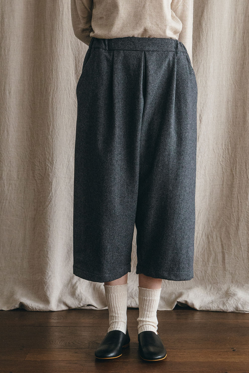 【ラスト1点】フォグリネンワーク ヤスミーナ タックパンツ ウール ブラックチェック 【未試着品】 fog linen work 【2025-26 WINTER WEAR】
