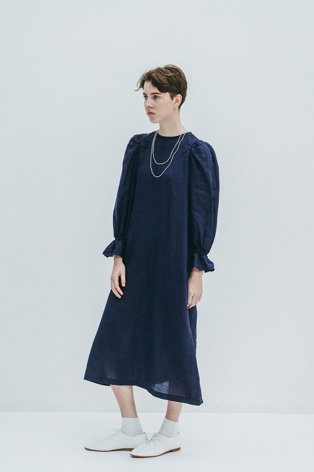 【NEW 春】フォグリネンワーク ニッキー　ワンピース　ブルーインディゴ 【未試着品】リトアニア製 fog linen work 【2026 SPRING WEAR】