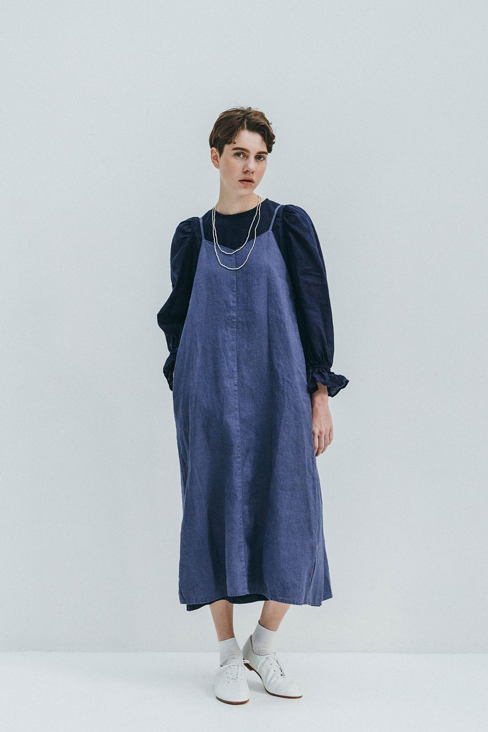 【即納 春】フォグリネンワーク ヴィオレット　スリップドレス　ブルー　フュメ【未試着品】 fog linen work 【2026 SPRING WEAR】｜グラストンベリー