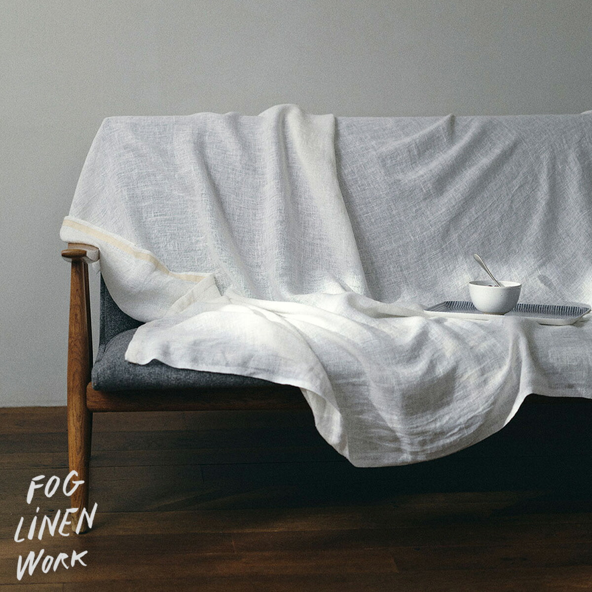 フォグリネンワーク リネン ブランケット ガーゼ地　ホワイト fog linen work