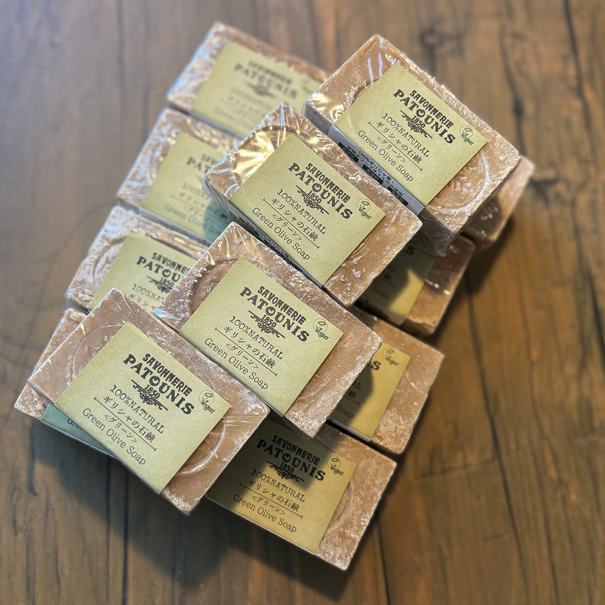 【お買い得 12個セット】 パトーニス（Patounis）グリーン120g（12個セット）　ギリシャの石鹸　天然オリーブオイル100％｜グラストンベリー