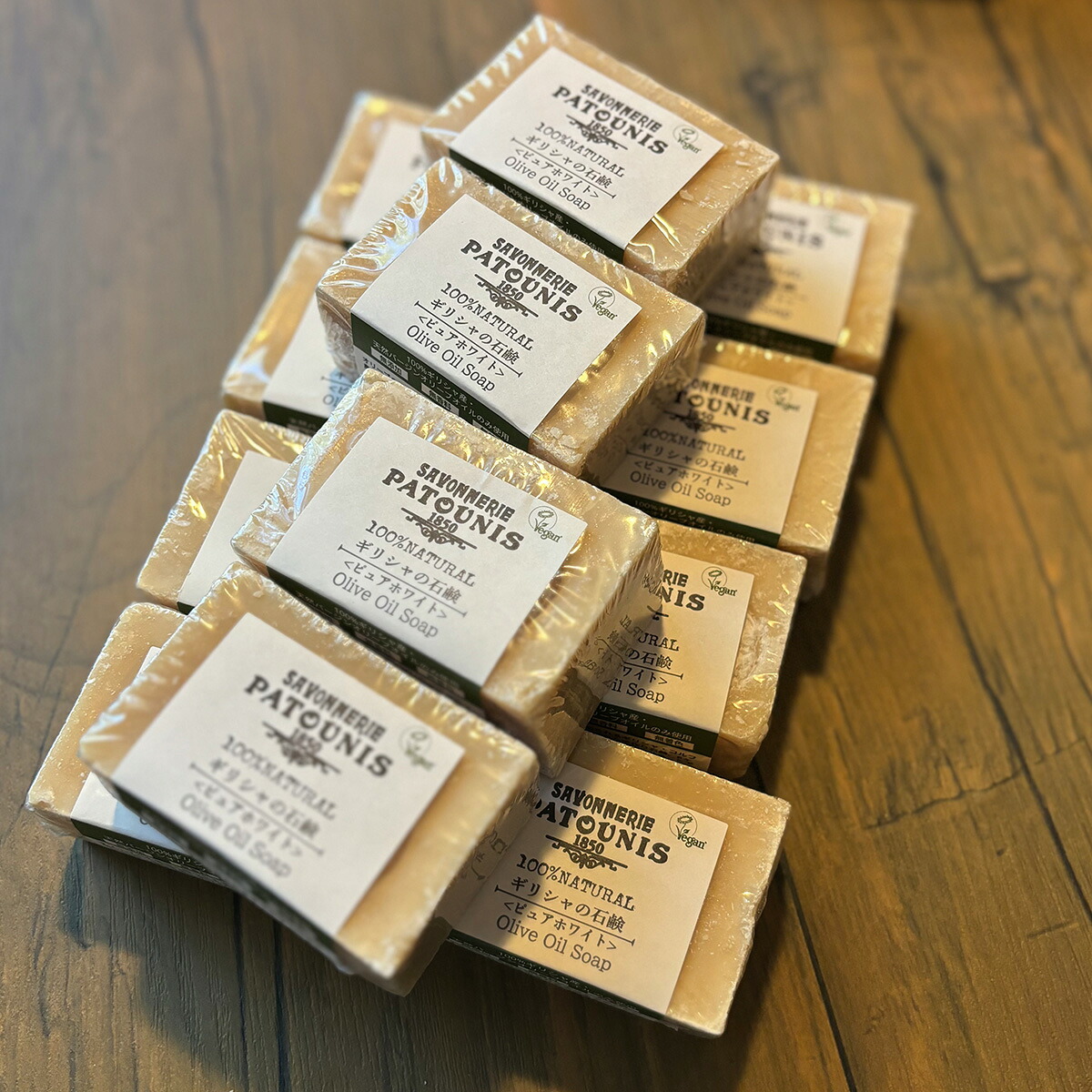 【お買い得 12個セット】 パトーニス(Patounis)ピュアホワイト100g(12個セット) ギリシャの石鹸 天然バージンオリーブオイル100%|グラストンベリー