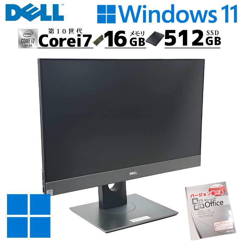 一体型PC 中古デスクトップ Microsoft Office付き DELL OptiPlex 7780 All-in-One Windows11 Pro Core i7 10700 メモリ 16GB SSD 512GB 27型 本体 / 3ヶ月保証 中古パソコン 中古PC 中古デスクトップパソコン 初期設定済み (8312of)|リサイクルPC Gテック