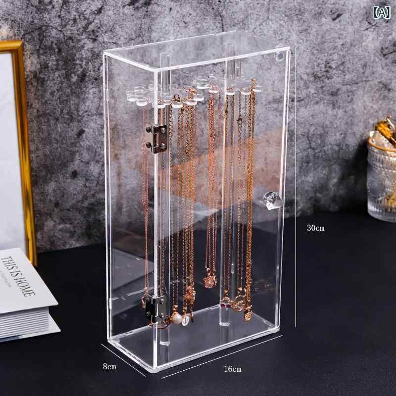 アクセサリー収納ボックス 家庭用 アクリル ネックレス ブレスレット ペンダント ディスプレイラック 大容量 防塵 整理ケース ジュエリー 手飾り 展示 収納ラック 首飾り 吊り下げ ケース
