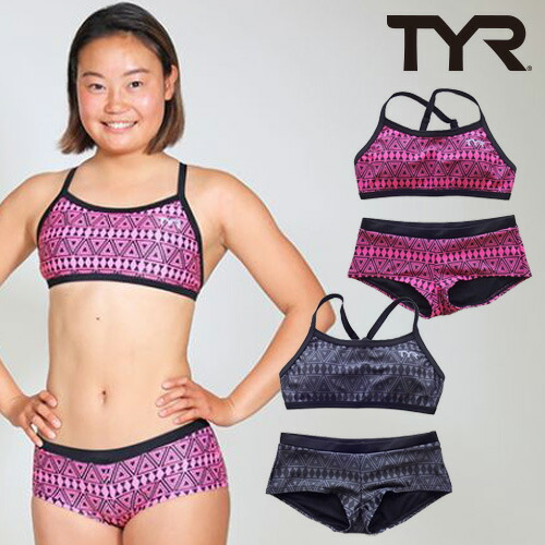 【逃げ口】【貨物輸送無料】競泳海水着 レディース 訓練を受ける用 / tyr 海水着 レディース (ライフセーバー 園田俊産みだす トライバルデザイン) ワークアウトビキニ セパーレト