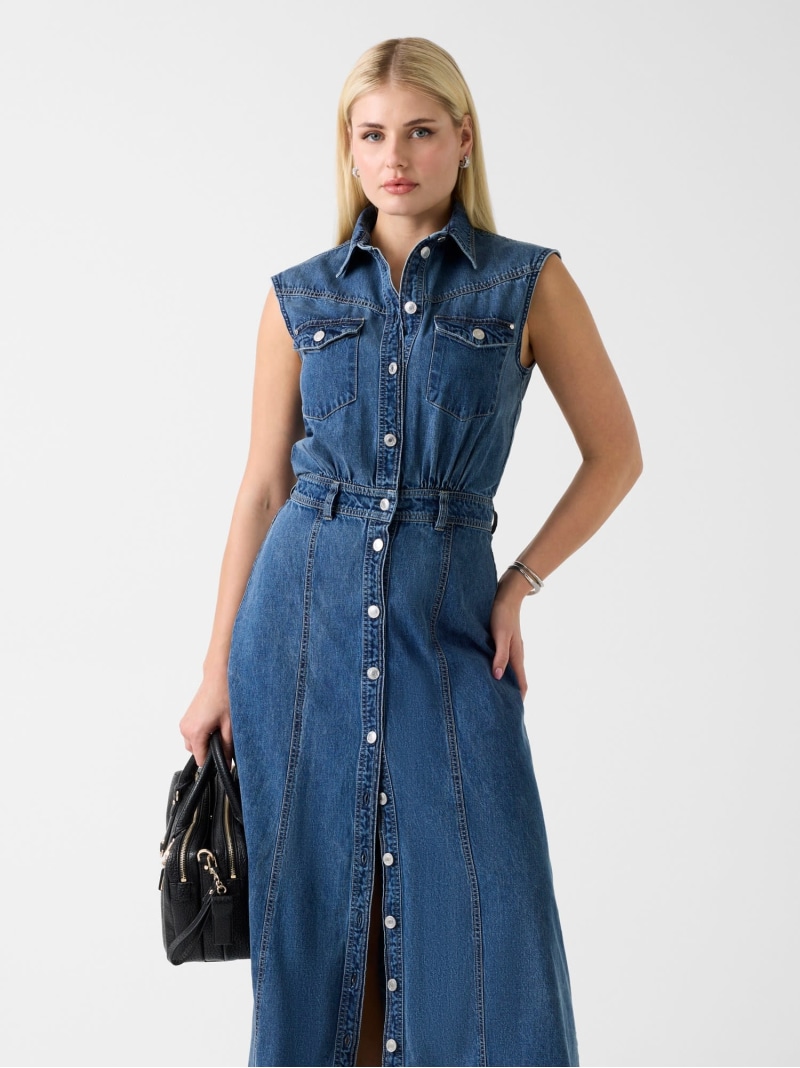 【SALE／10%OFF】GUESS/(W)RUGIADA Dress 衣裳 ジーンズ衣裳 ロング丈 GUESS ゲス 衣裳・御召しもの 衣裳 青碧【RBA_E】【貨物輸送無料】[ Fashion]