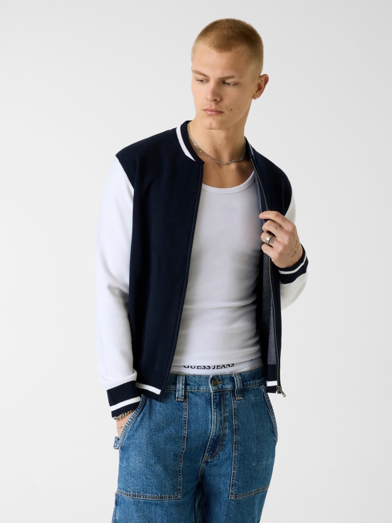 GUESS JEANS/(M)Star Bomber Sweat スタジャン アウター ジャケット GUESS JEANS ゲス ジャケット・アウター ブルゾン・ジャンパー ネイビー【送料無料】[ Fashion]｜GUESS（ゲス）公式ショップ