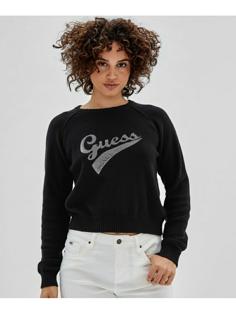 【SALE／50%OFF】GUESS トップス(W)Eco Logo Sweater GUESS ゲス トップス スウェット・トレーナー ブラック ブルー【RBA_E】【送料無料】[ Fashion]