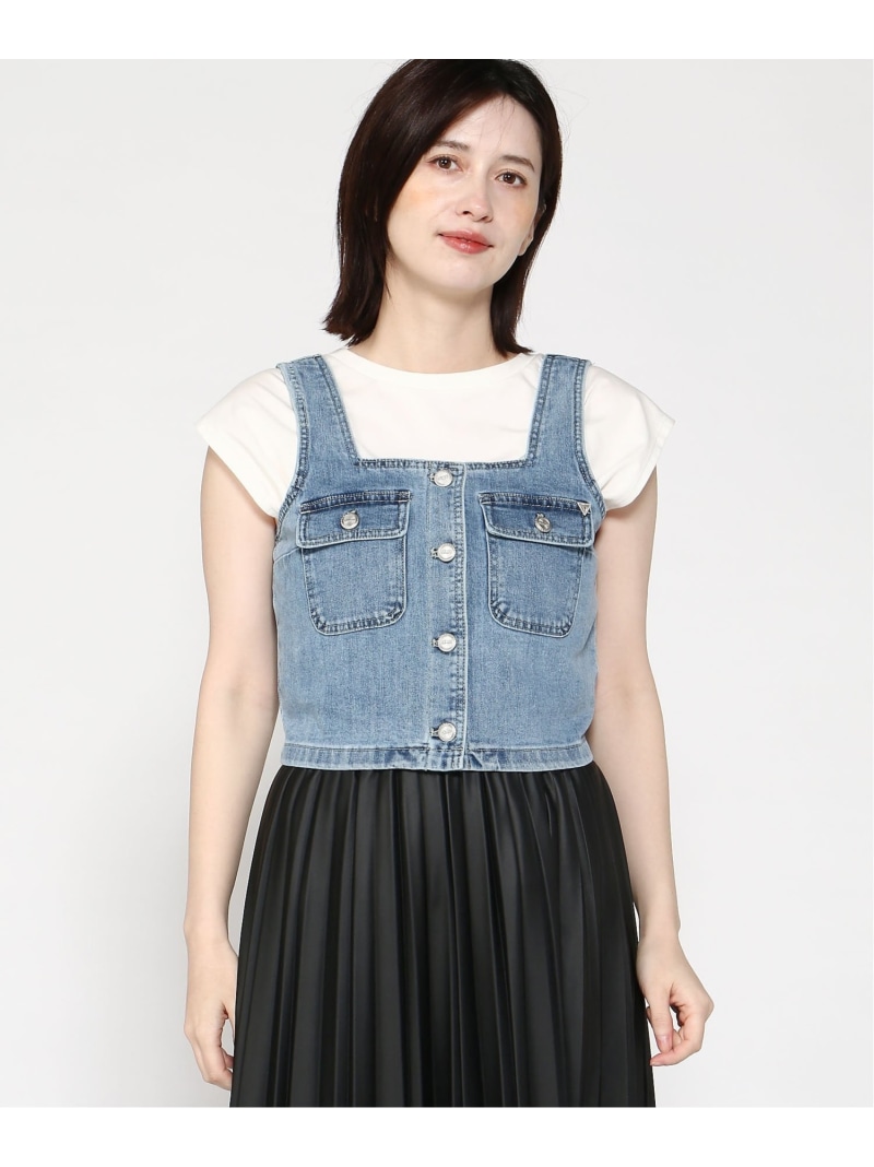 【SALE／50%OFF】GUESS ジーンズ 貯蔵タンクとっ始め (W)LADIES\u0027 Denim Tank Top GUESS ゲス トップス 限りない・ジレ 青色【RBA_E】【貨物輸送無料】[ Fashion] トップス-レディースファッション-ベスト・ジレ