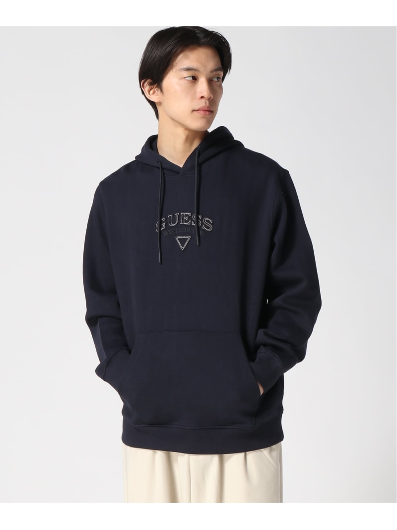 GUESS/(M)TEXTURED Patch Logo Hoodie GUESS ゲス トップス パーカー・フーディー ネイビー【送料無料】[ Fashion]