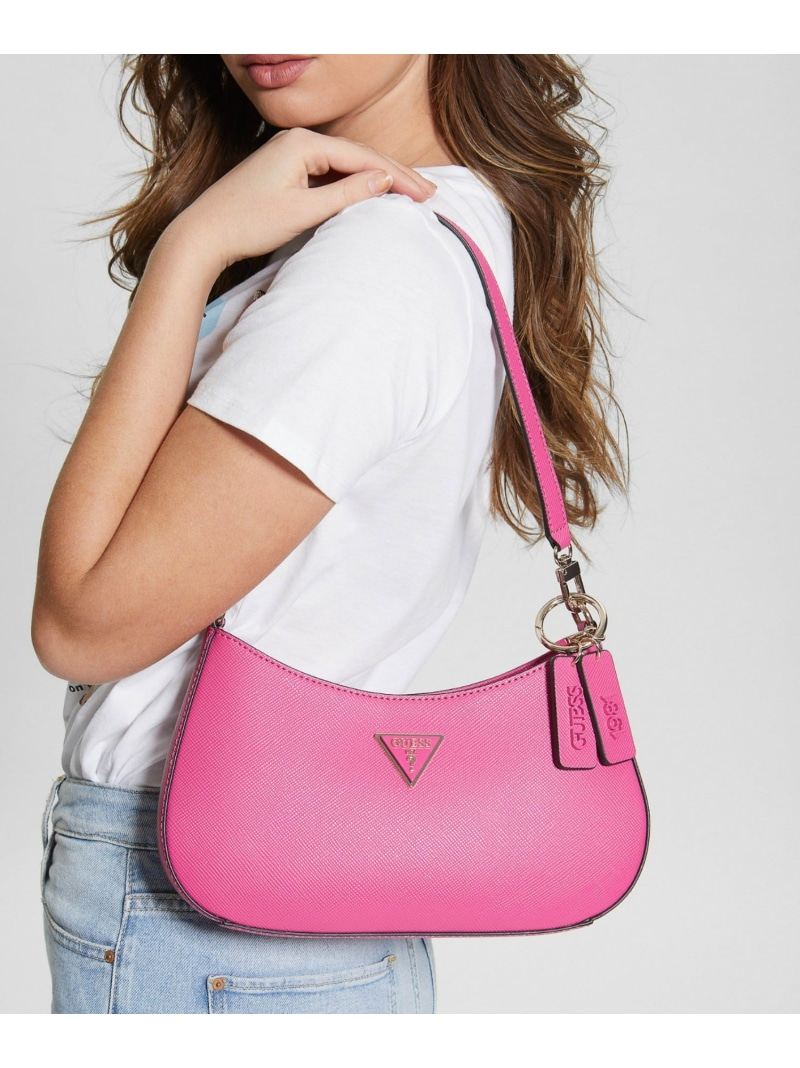 【SALE／30%OFF】GUESS ハンドバッグ (W)NOELLE Top Zip Shoulder Bag GUESS ゲス バッグ ショルダーバッグ ブルー ホワイト ピンク ブラック【RBA_E】【送料無料】[ Fashion]