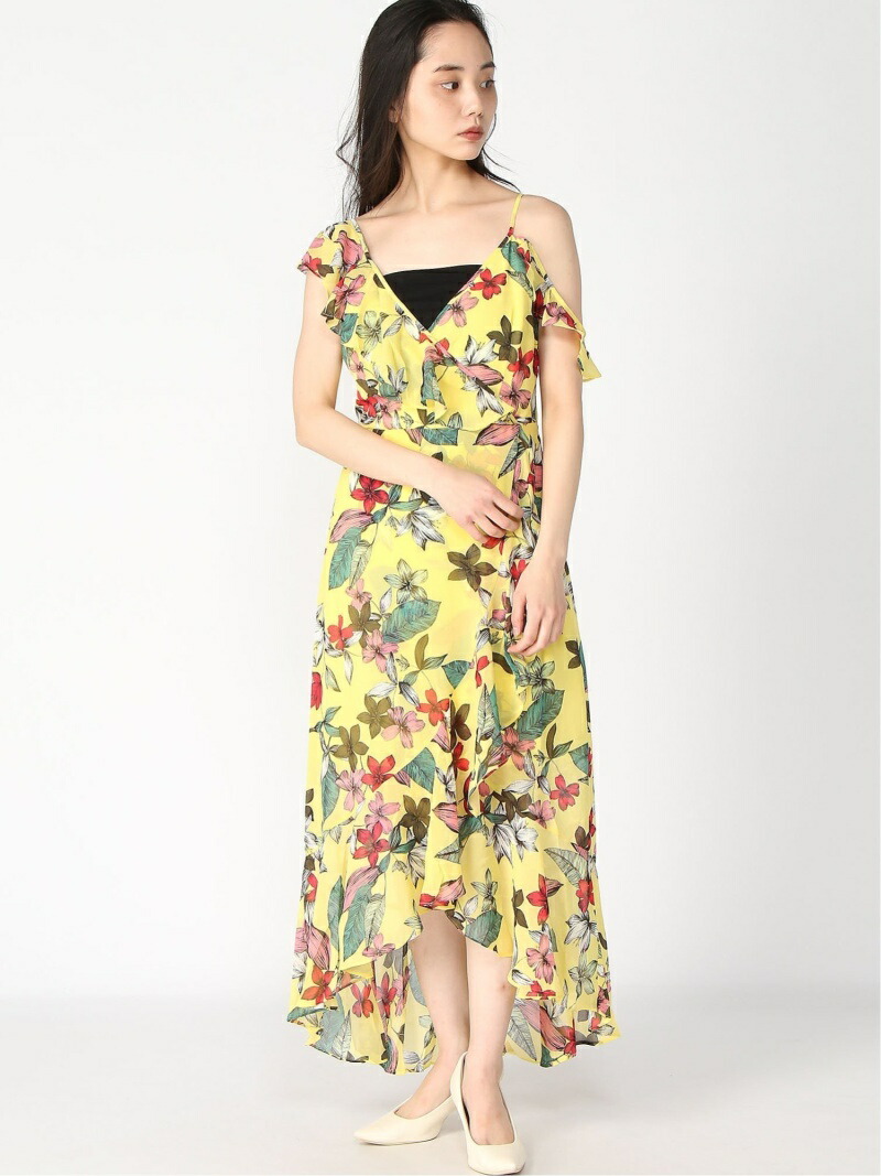 レディースファッション ワンピース Guess Dress High Low Printed W Temma ゲス Fashion イエロー 送料無料 Rakuten キャミワンピース ワンピース 種類豊富な品揃え Www Rrj Mu