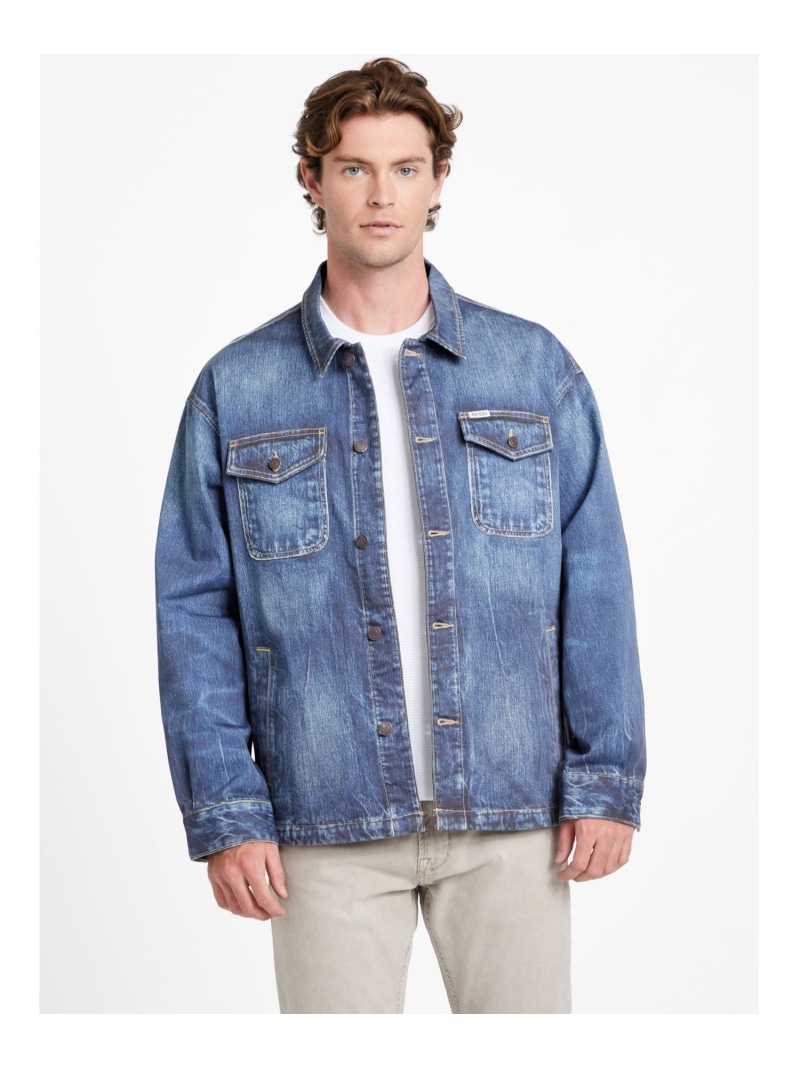 【SALE／50%OFF】GUESS デニムジャケット (M)BILLY Jacket GUESS ゲス ジャケット・アウター デニムジャケット ブルー【RBA_E】【送料無料】[ Fashion]