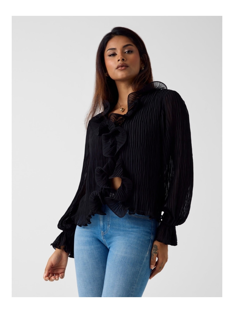 【SALE／10%OFF】GUESS 長袖トップ (W)Long Sleeves Faye Top GUESS ゲス トップス プルオーバー・トップ 黒いこと【RBA_E】【貨物輸送無料】[ Fashion]