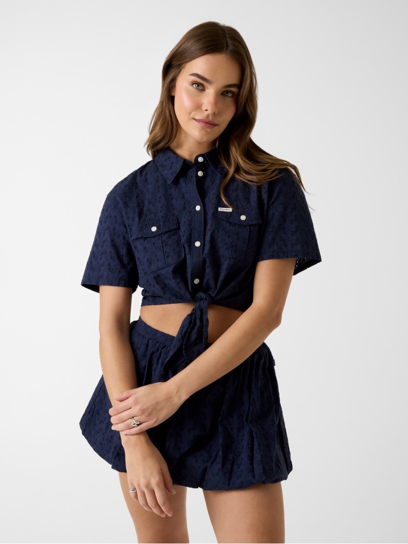 GUESS JEANS/(W)Front Tie Top GUESS JEANS ゲス トップス シャツ・ブラウス ホワイト ネイビー【送料無料】[ Fashion]