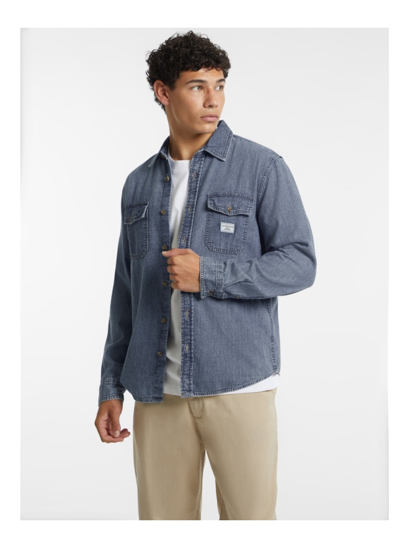 GUESS JEANS デニムシャツ(M)CLASSIC Denim Shirt GUESS JEANS ゲス トップス シャツ・ブラウス ブルー【送料無料】[ Fashion]