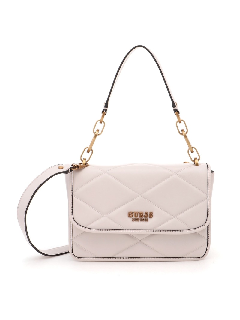 【SALE／50%OFF】GUESS ハンドバッグ (W)CILIAN Top Handle Flap GUESS ゲス バッグ ショルダーバッグ ブラック ホワイト【RBA_E】【送料無料】[ Fashion]