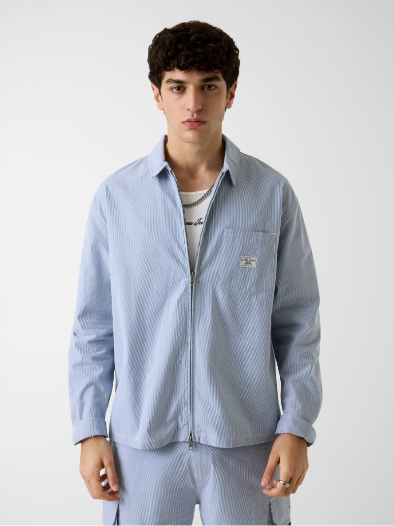 【SALE／10%OFF】GUESS JEANS/(M)Zip Front Shirt GUESS JEANS ゲス トップス プルオーバー・トップ 青み【RBA_E】【貨物輸送無料】[ Fashion]