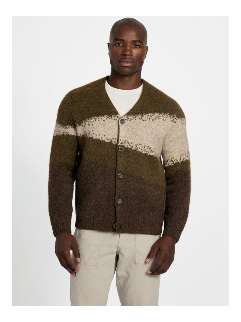 GUESS カーディガン (M)V-neck Jacquard Kane Cardigan GUESS ゲス トップス カーディガン カーキグリーン【送料無料】[ Fashion]