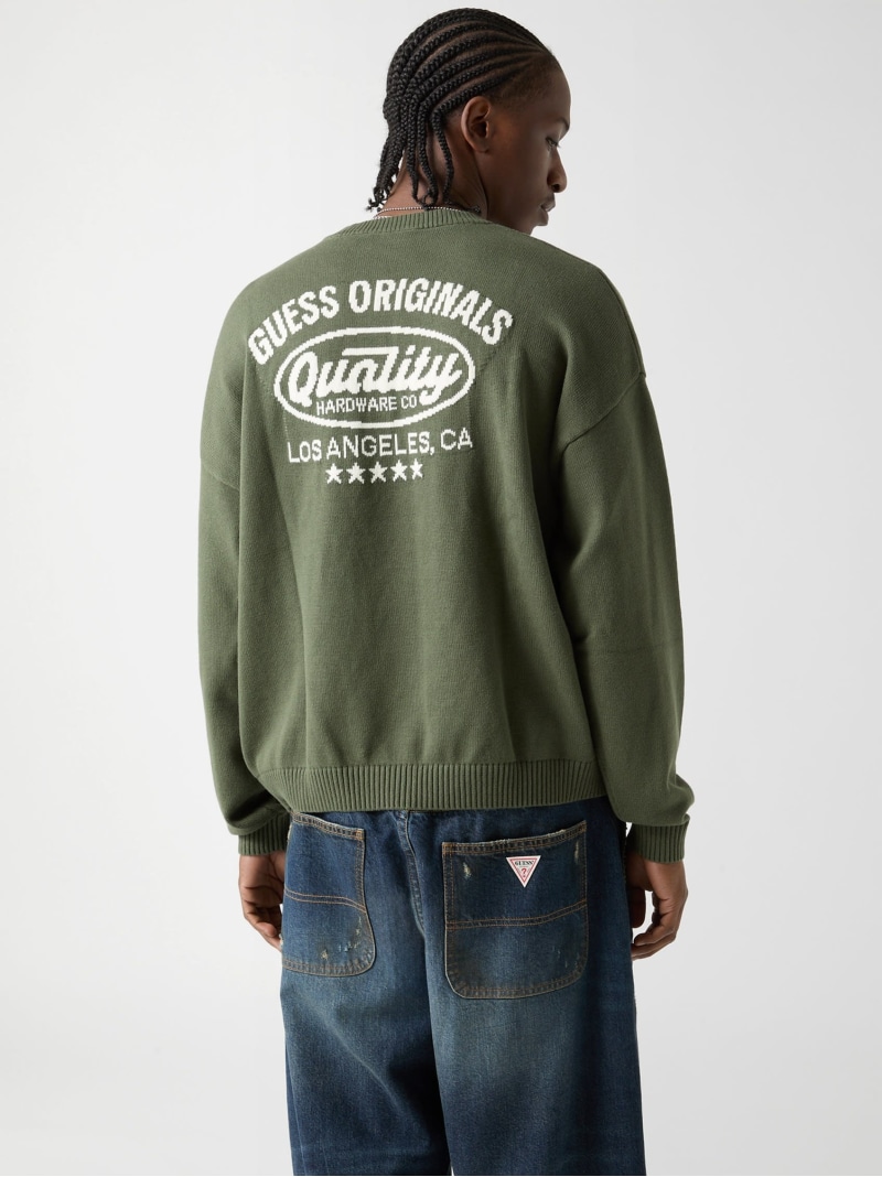 GUESS Originals ニットトップス (M)Back Jacquard Top GUESS Originals ゲス トップス ニット ホワイト グリーン【送料無料】[ Fashion]