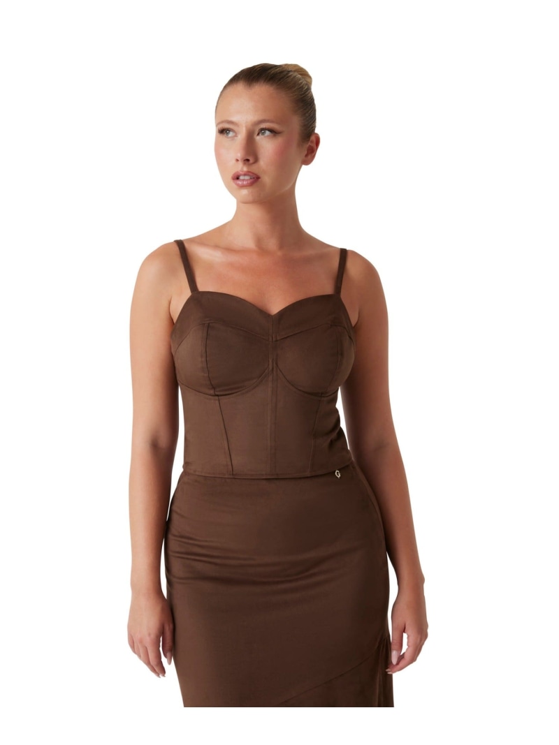 【SALE／10%OFF】GUESS ビスチェ コルセット (W)SL Nunzia Corset GUESS ゲス トップス キャミソール ブラウン【RBA_E】【送料無料】[ Fashion]