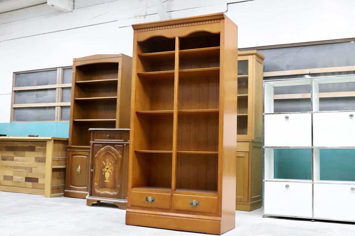 【中古】GMHF64 横浜ダニエル / Daniel 本棚 書棚 ブックシェルフ ラック 棚 樺桜 ブックキャビネット アーリーアメリカン クラシック 茶色 【中古家具】|Guide-Maker店