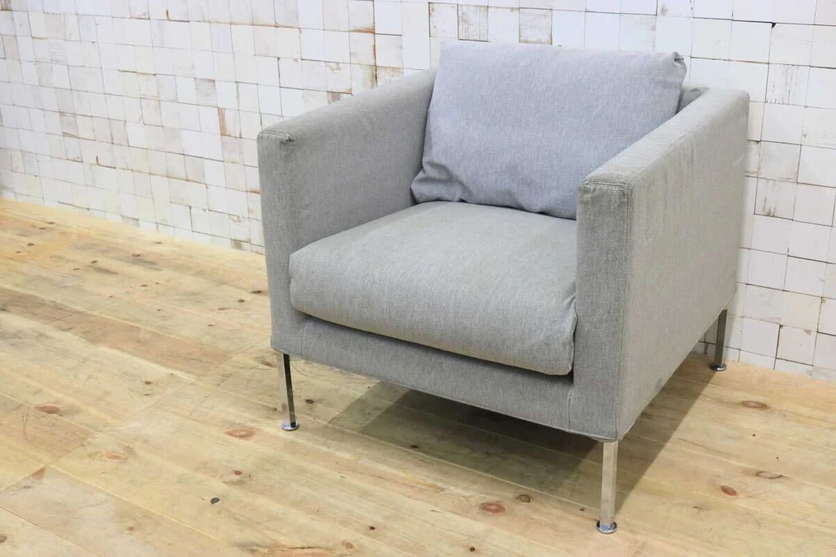 【中古】GMHK779E cassina ixc / カッシーナイクスシー ピエロ・リッソーニ ボックス席寝いす 1P 1人掛け寝いす シングル寝いす 布切れ 約23万 薄墨色 【中古調度品】