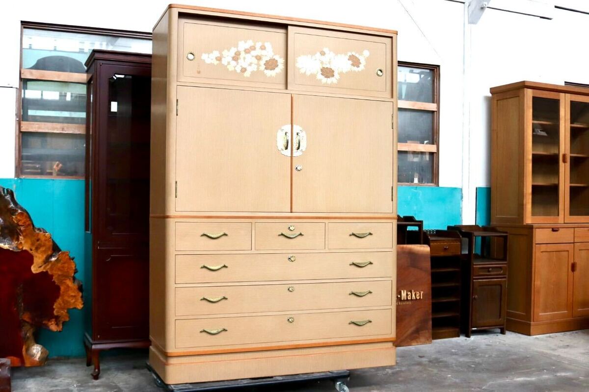 【中古】GMIH481C 桐箪笥 キャビネット 衣装箪笥 洋服箪笥 タンス 着物箪笥 引き出し 和家具 和モダン 収納家具【中古家具】｜Guide-Maker店