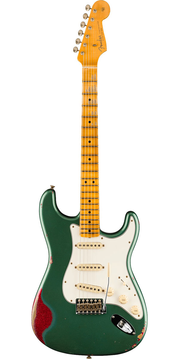 Fender Custom Shop 2024 Limited Edition Fat '64 Stratocaster Relic Aged Sherwood Green Metallic over Red Sparkle