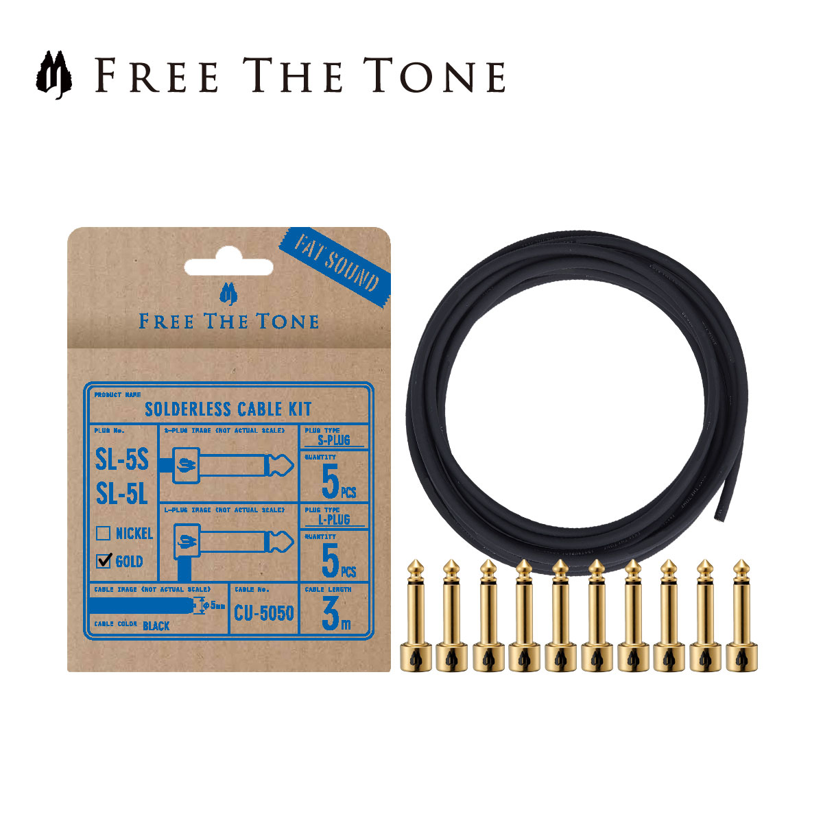 Free The CABLE CU-5050 CU-5050ケーブル3m Gold,金 Lプラグ各5個 Plug,シールド,パッチケーブル S  SL-5 SOLDERLESS Tone エフェクター,Effector ゴールド ソルダーレスプラグキット フリーザトーン 新品 【74%OFF!】  Tone