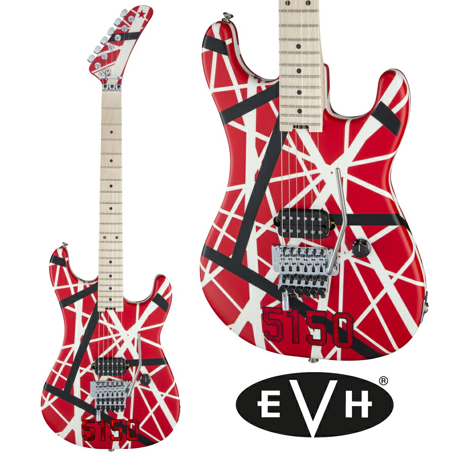 EVH Striped Series 5150 - Red with Black and White Stripes / Maple - 新品[エドワードヴァンヘイレン][レッド,赤][ストライプ][エレキギター,Electric Guitar]｜ギタープラネット