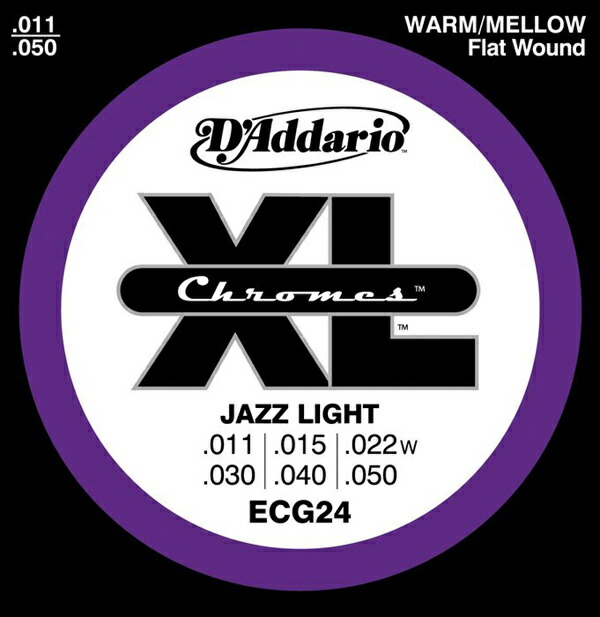 11-50 Jazz Light D’Addario ECG24 Chromes Flat Wound