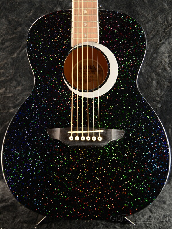 luna guitars aurora borealis 3/4 guitar black pearl新货[月神吉他