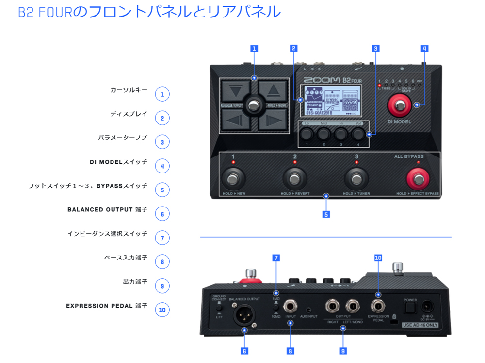 ZOOM B2 FOUR 新品 ベース用マルチエフェクター[ズーム][Electric Bass