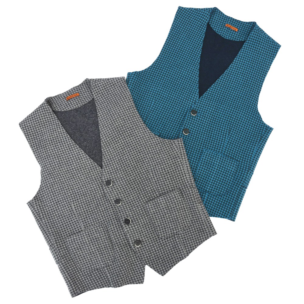 【SALE52%OFF】BARENA(バレナ)ウールナイロン接結ジャージーシェパードチェックジレ Vest Crica Tv Drino 14042000079|guji outlet