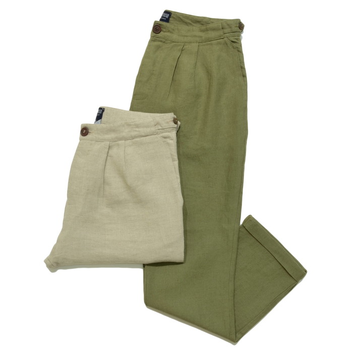 【40%OFF】MONSIEUR LACENAIRE(ムッシュ ラスネール) ブリティッシュリネンソリッド2プリーツテーパードパンツ T2 JODHPURS 13061001025
