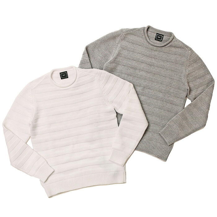 【40%OFF】GRAY（グライ） コットン ポリアミド ボーダー ミドルゲージ クルーネックニット 36071003025