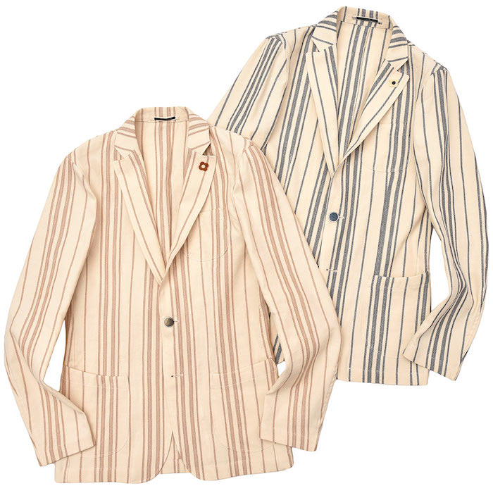 【40%OFF】LARDINI（ラルディーニ） コットン リネン ストライプ シングル3Bシャツジャケット 37091004022