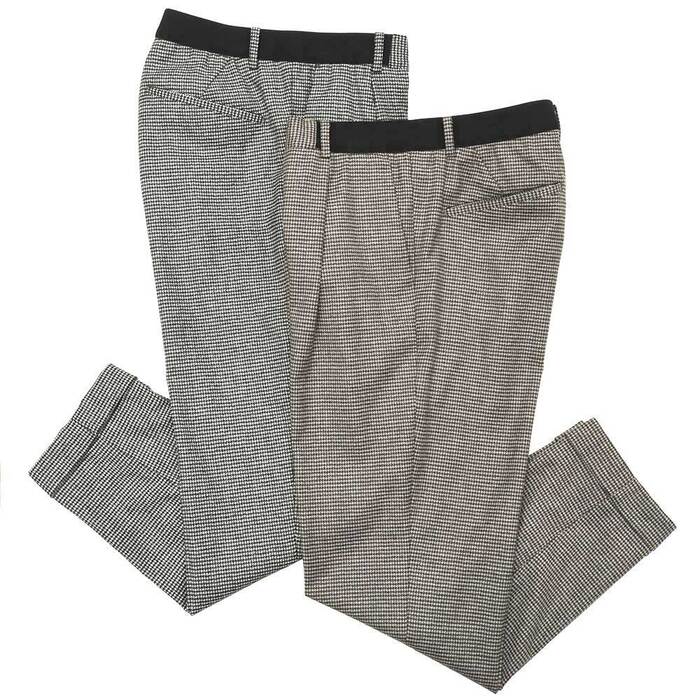 【40%OFF】NUMBER M（ナンバー エム） ウールナイロンストレッチサキソニーハウンドトゥース1プリーツキャロットテーパードクロップドパンツ 53258 13092002154