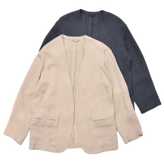 【40%OFF】INVERT（インバート） トリアセテートポリエチレンフェイクリネンノーカラーボタンレスジャケット IVA-JK1B 17001404039