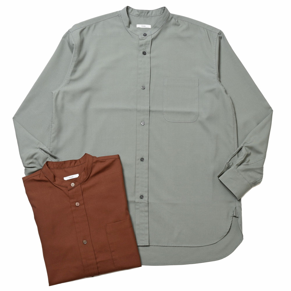 【SALE52%OFF】moncao（モンサオ）レーヨンナイロンツイルバンドカラーシャツ M021315 11031401172｜guji outlet