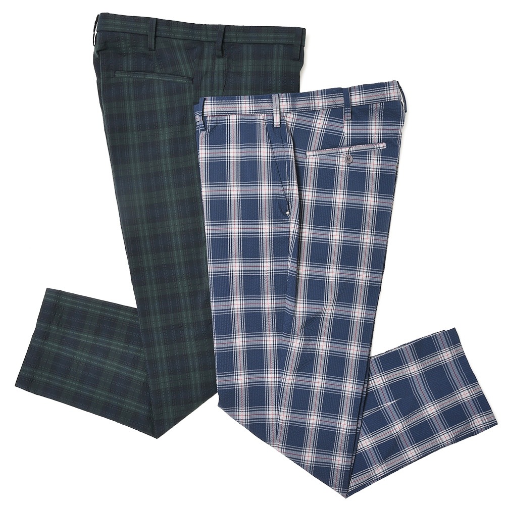 【40%OFF】MPX mando GOLF（エムピーエックス マンド ゴルフ）guji golf別注ポリエステルコットンシアサッカータータンチェッククロップドパンツ MPX2338-G02 13031600037