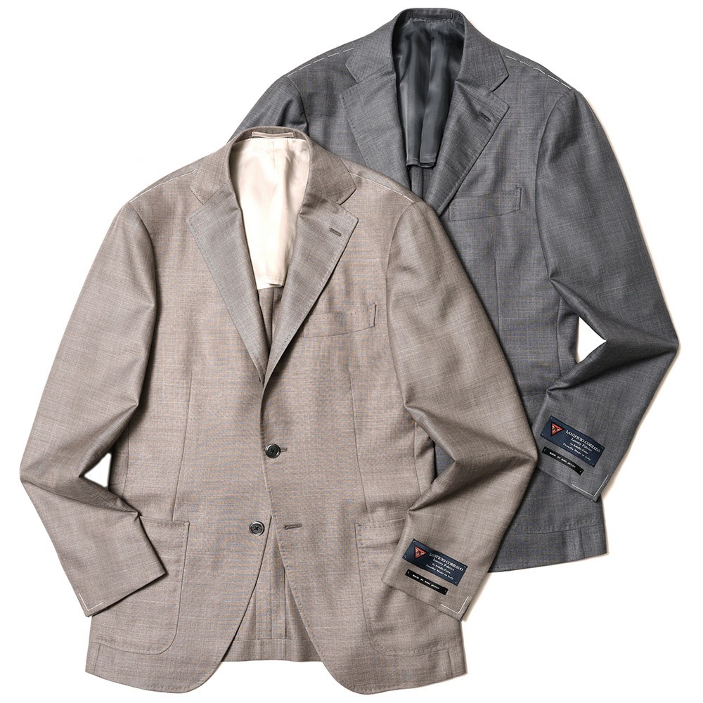 【40%OFF】guji（グジ）SUPER160\u0027sウールシルクリネンシャークスキン3B上衣(MADE BY RING JACKET / LANIFICIO CORRADO織り地当て嵌める) 【春/夏】17031200028