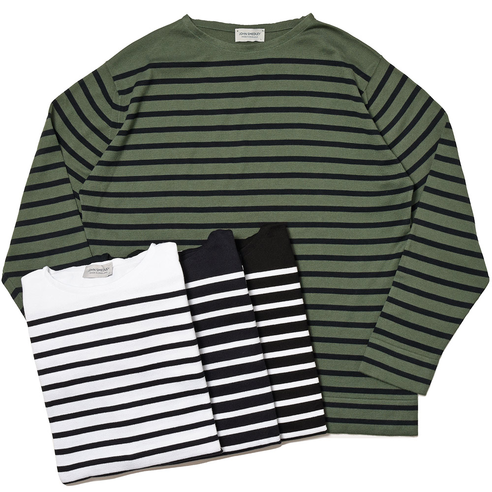 【40%OFF】JOHN SMEDLEY ジョンスメドレーCHELTON シーアイランドコットン 24ゲージ 間借り人 バスクプルオーバー 小船素っ首 編み物