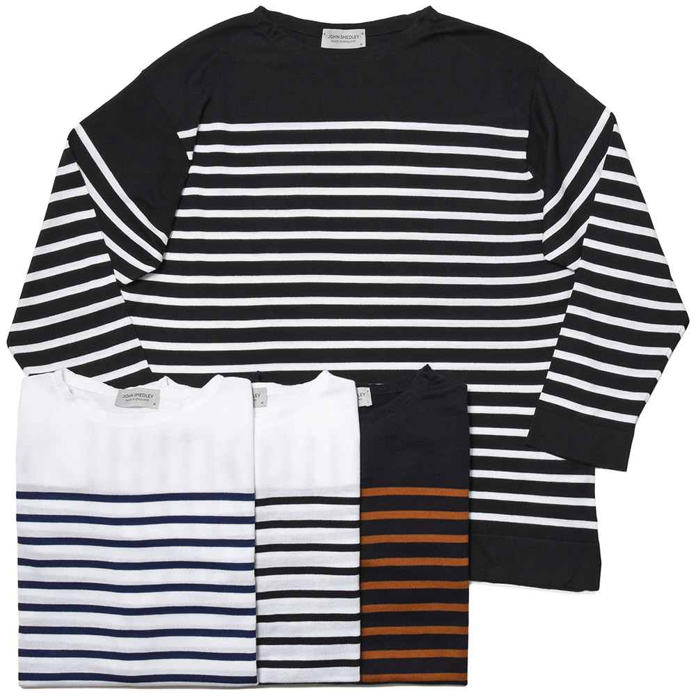 【SALE52%OFF】JOHN SMEDLEY（ジョンスメドレー）S4583 シーアイランドコットン 30ゲージ 間借り人 バスクプルオーバー 8分袖 小船のど首 編み物