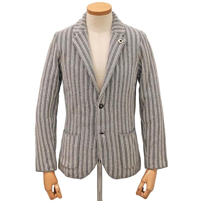 【40%OFF】LARDINI(ラルディーニ)コットン ナイロン パイル ストライプ シングル2Bニットジャケット 37071001022|guji outlet