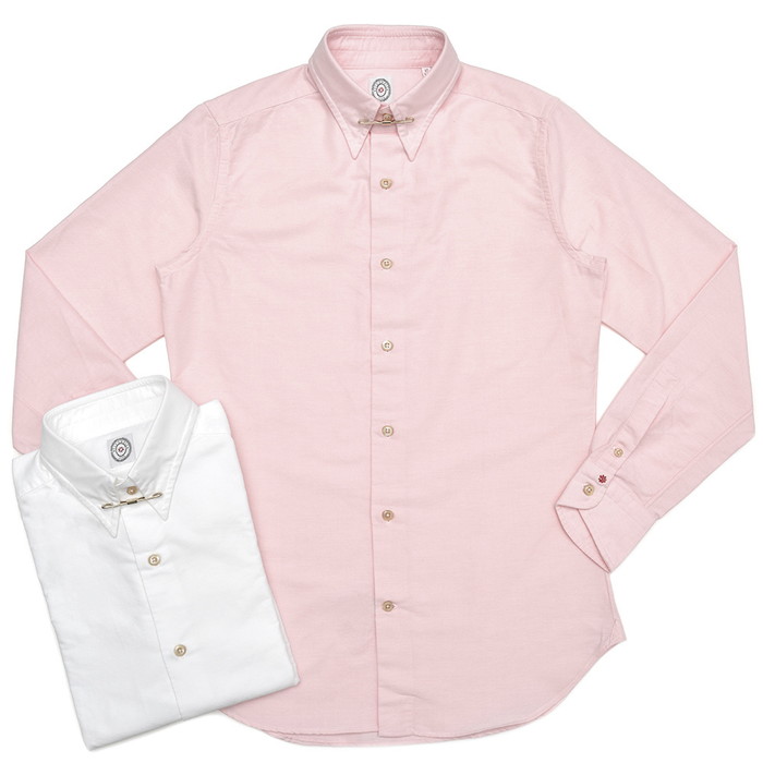 【SALE52%OFF】BOLZONELLA（ボルゾネッラ）ウォッシュドコットンオックスフォードロングポイントカラーシャツ(カラークリップ付き) B5000 11081000025｜guji outlet