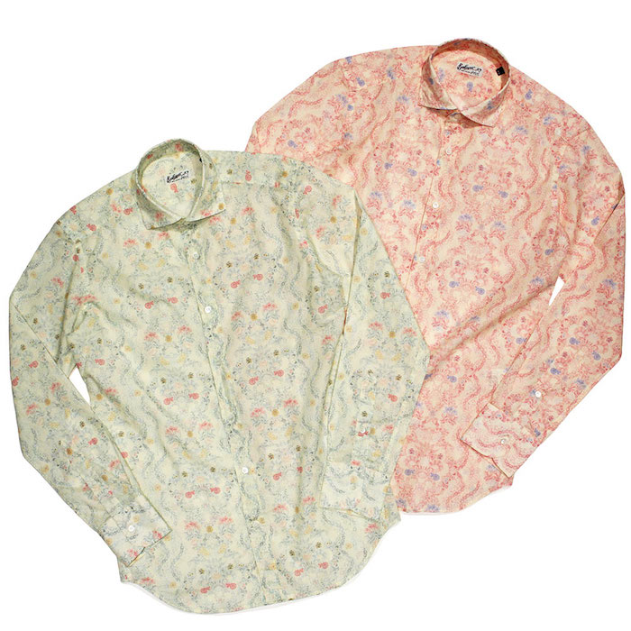 【SALE52%OFF】Bevilacqua(べヴィラクア)SEVEN コットン フラワー セミワイドカラーシャツ 31071003054|guji outlet