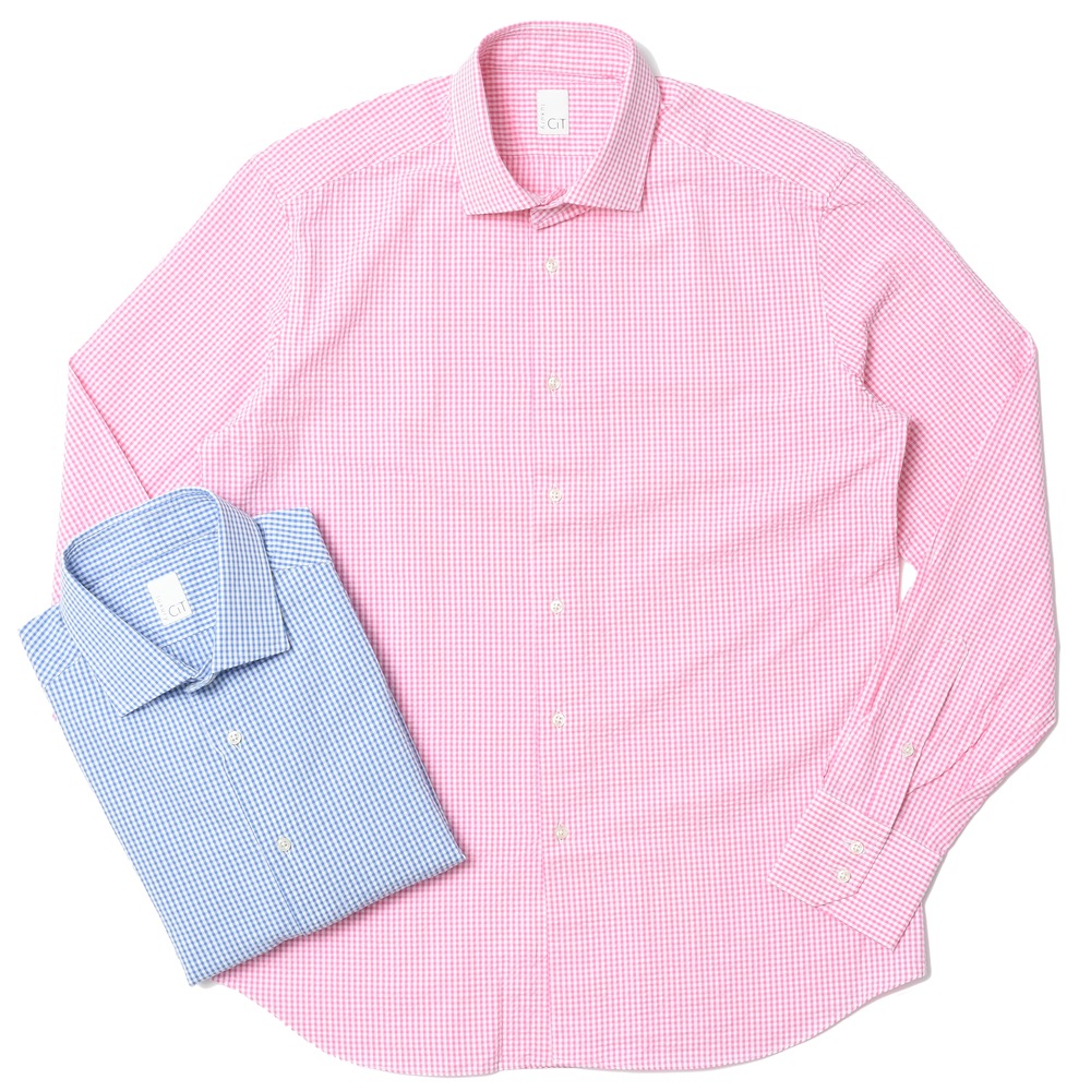 【SALE52%OFF】CIT LUXURY(チットラグジュアリー)ウォッシュド コットン サッカー ギンガム ワイドカラーシャツ TOKIO SEERSUCKER GGM-CHK 31041002054|guji outlet