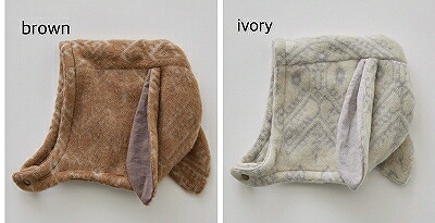 〇秋冬商いもの【eLfin Folk/エルフィンフォルク】【elf-252A13】Snow Jacquard Bunny Bonnet[ｽﾉｰｼﾞｬｶﾞｰﾄﾞﾊﾞﾆｰﾌｰﾄﾞ]鳥打ち帽/うさ耳/総柄/もの言う花